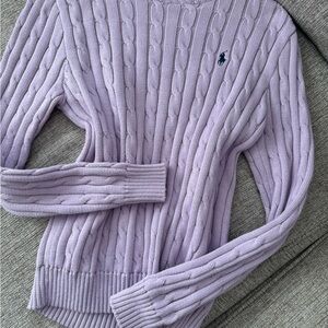 Ralph Lauren Lilac Cable Knit Sweater Embroidered